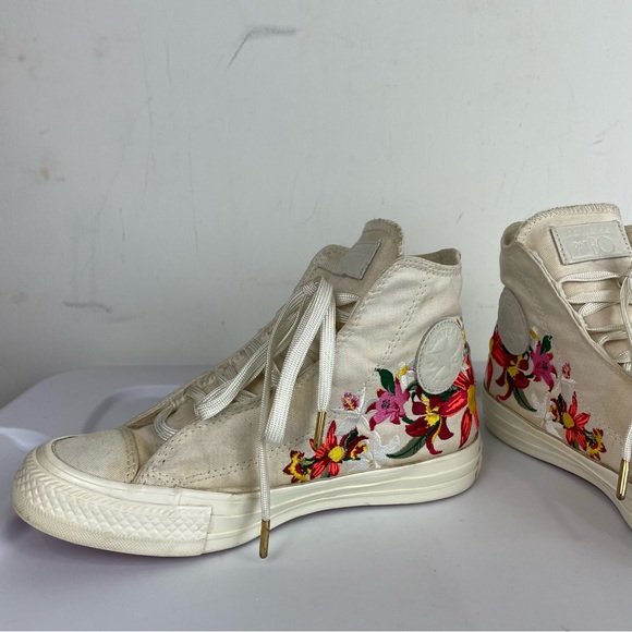 Converse X PatBo Floral High Top Sneakers Sz 5 Lace Up Embroidered - Picture 10 of 11